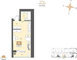 Студия квартира, вторичка, 29м2, 6/8 этаж