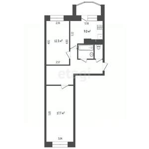 2-к квартира, вторичка, 55м2, 2/5 этаж