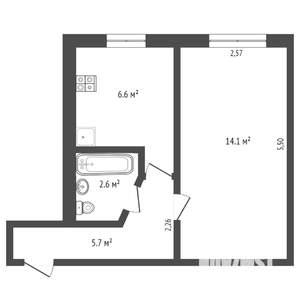 1-к квартира, вторичка, 31м2, 5/5 этаж