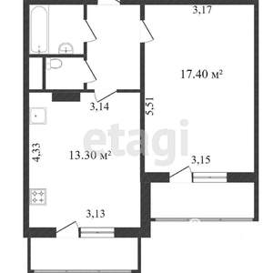 1-к квартира, вторичка, 41м2, 5/10 этаж
