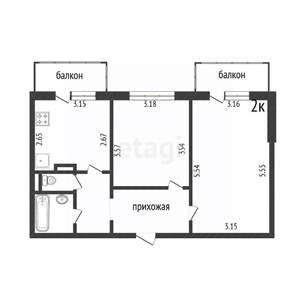 2-к квартира, вторичка, 51м2, 10/10 этаж