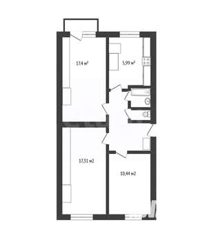 3-к квартира, вторичка, 62м2, 2/5 этаж