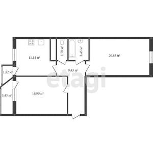 2-к квартира, вторичка, 62м2, 8/15 этаж