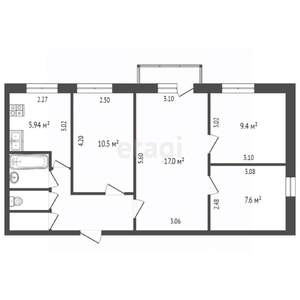 4-к квартира, вторичка, 61м2, 4/5 этаж