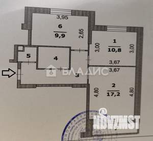2-к квартира, вторичка, 53м2, 3/5 этаж