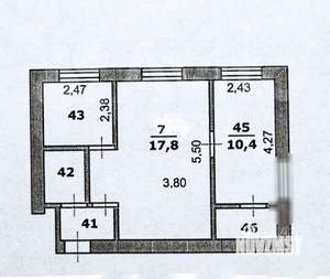 2-к квартира, вторичка, 41м2, 2/4 этаж
