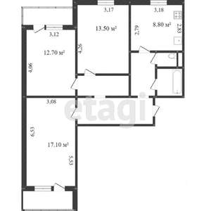 3-к квартира, вторичка, 72м2, 14/16 этаж