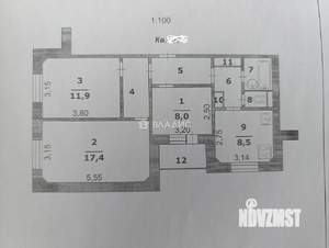 3-к квартира, вторичка, 63м2, 9/10 этаж