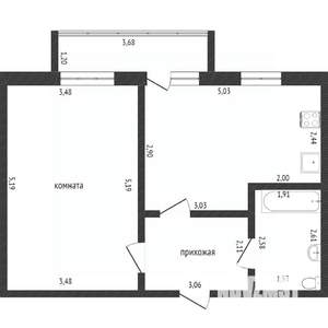1-к квартира, вторичка, 43м2, 7/10 этаж