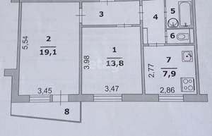 2-к квартира, вторичка, 53м2, 5/10 этаж