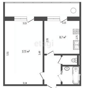 1-к квартира, вторичка, 33м2, 7/10 этаж