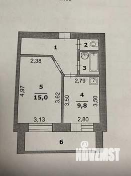 1-к квартира, вторичка, 37м2, 6/15 этаж