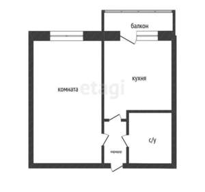 1-к квартира, вторичка, 27м2, 1/9 этаж