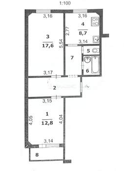 2-к квартира, вторичка, 55м2, 10/10 этаж