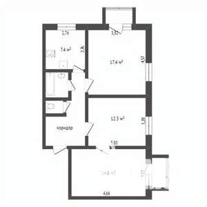 3-к квартира, вторичка, 72м2, 2/4 этаж