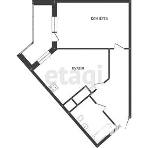 1-к квартира, вторичка, 44м2, 9/15 этаж