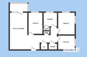 4-к квартира, вторичка, 70м2, 4/9 этаж