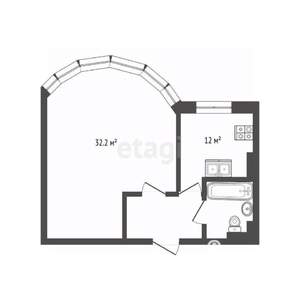 1-к квартира, вторичка, 50м2, 12/13 этаж