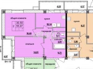 2-к квартира, вторичка, 57м2, 16/16 этаж