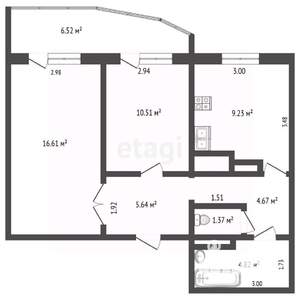 2-к квартира, вторичка, 60м2, 3/6 этаж