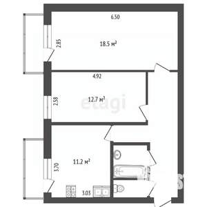 2-к квартира, вторичка, 58м2, 1/4 этаж