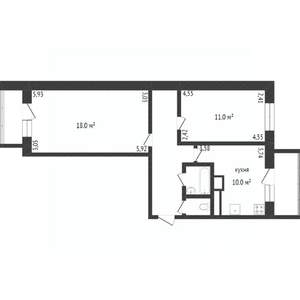 2-к квартира, вторичка, 55м2, 4/5 этаж