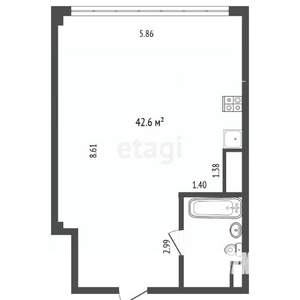 1-к квартира, вторичка, 48м2, 4/6 этаж