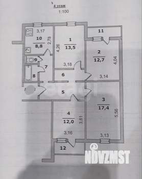 4-к квартира, вторичка, 84м2, 4/9 этаж