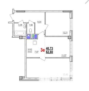 3-к квартира, вторичка, 63м2, 10/18 этаж