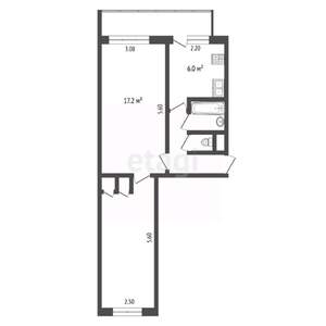 2-к квартира, вторичка, 44м2, 1/5 этаж