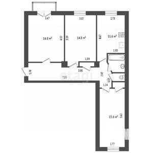 3-к квартира, вторичка, 78м2, 4/4 этаж