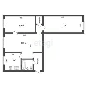 3-к квартира, вторичка, 56м2, 1/5 этаж