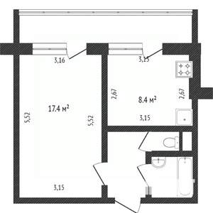 1-к квартира, вторичка, 34м2, 1/10 этаж