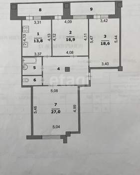 3-к квартира, вторичка, 100м2, 4/12 этаж