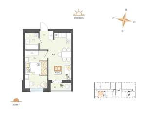 2-к квартира, вторичка, 41м2, 1/8 этаж