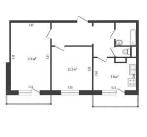2-к квартира, вторичка, 51м2, 6/10 этаж