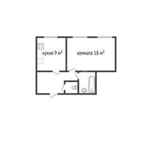 1-к квартира, вторичка, 42м2, 4/5 этаж