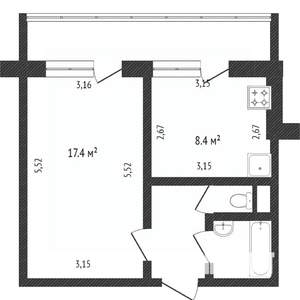 1-к квартира, вторичка, 34м2, 9/10 этаж