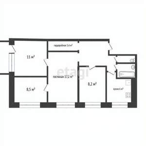 4-к квартира, вторичка, 63м2, 5/5 этаж