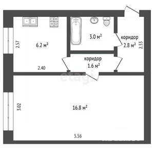 1-к квартира, вторичка, 31м2, 4/5 этаж