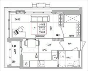 1-к квартира, вторичка, 40м2, 13/16 этаж