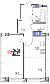1-к квартира, вторичка, 44м2, 14/18 этаж