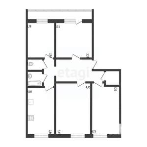 4-к квартира, вторичка, 77м2, 2/5 этаж