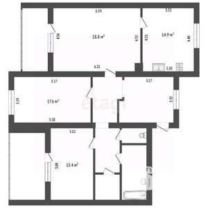 3-к квартира, вторичка, 112м2, 4/14 этаж