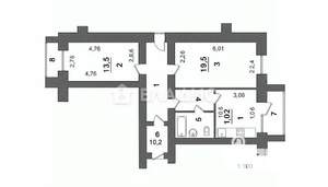 2-к квартира, вторичка, 65м2, 7/14 этаж