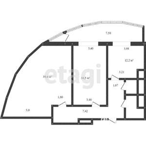 2-к квартира, вторичка, 109м2, 5/17 этаж