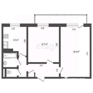 2-к квартира, вторичка, 45м2, 8/9 этаж