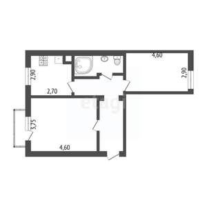 2-к квартира, вторичка, 42м2, 1/2 этаж