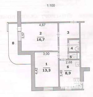 2-к квартира, вторичка, 53м2, 6/17 этаж