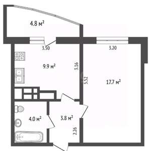 1-к квартира, вторичка, 35м2, 4/7 этаж